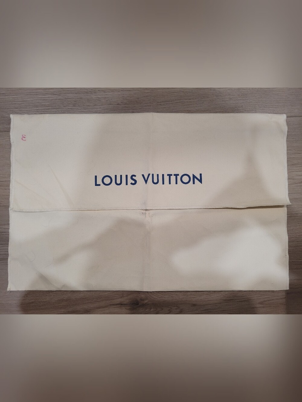 Louis Vuitton Cream Dust Bag with Navy Logo